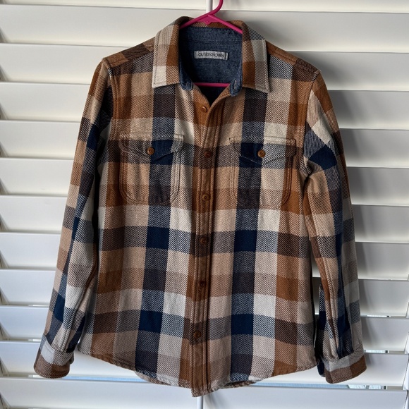 Outerknown Blanket Shirt in Sandy Montana Plaid (Men's Size XS) - Picture 8 of 11